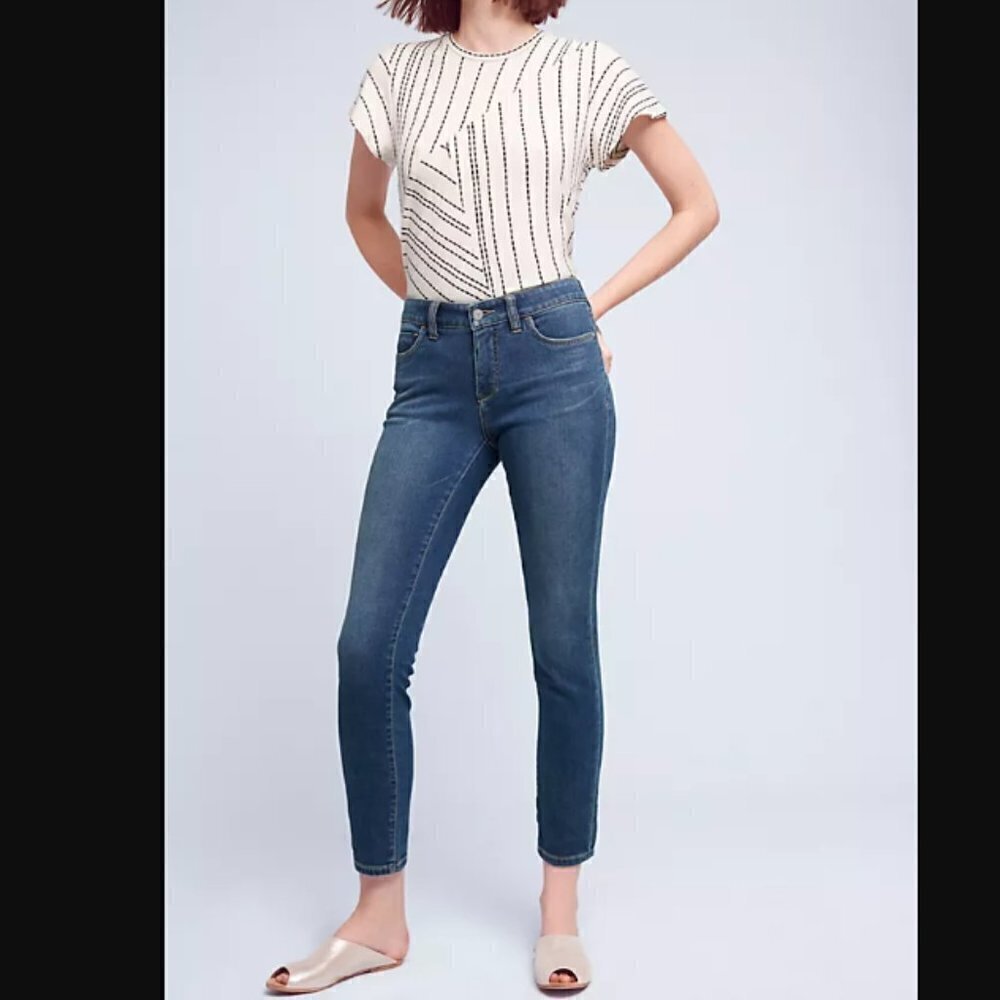 Anthropologie Pilcro & the Letterpress Stet Mid-rise Jeans Dark Rinse Size 25